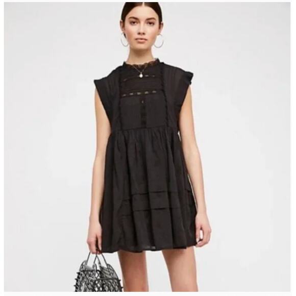 Free People Nobody Like You Embroidered Cotton Mini Dress Size Large - Picture 1 of 16